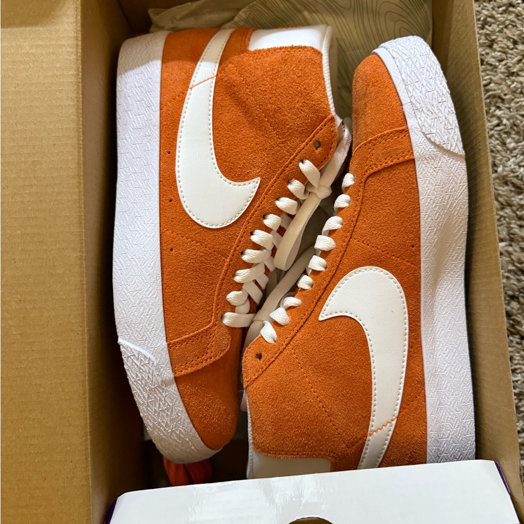Nike Sb Zoom Blazer Mid In Safety Orange And White